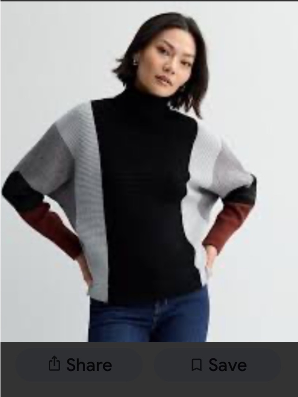 Colorblock Turtleneck Sweater in Black, Gray & Brown